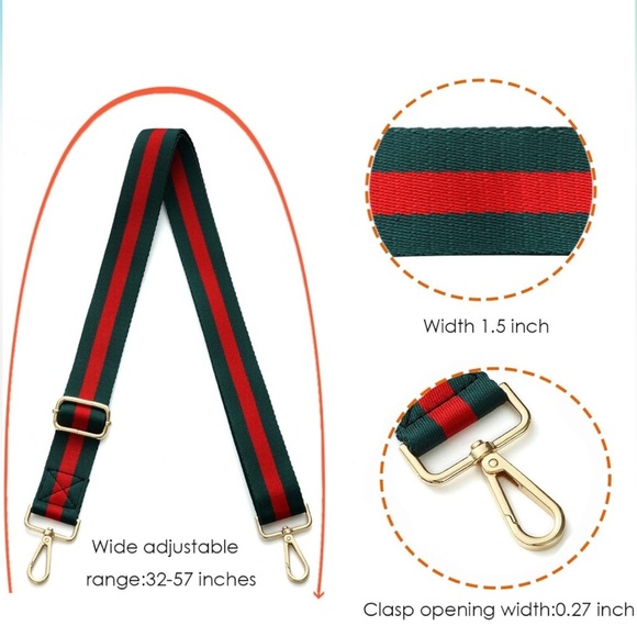 NEW Red/Green Guitar Style Web Canvas
Purse Bag Handbag Strap Adjustable - Picture 6 of 9